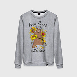 Свитшот хлопковый женский From Russia with love, цвет: меланж