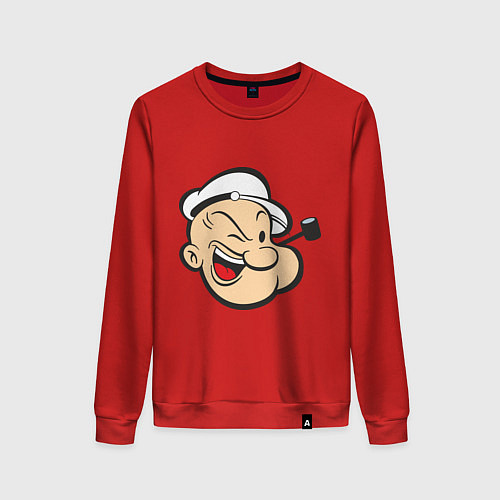 Женский свитшот Popeye Face / Красный – фото 1