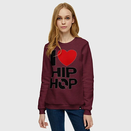 Женский свитшот I love Hip Hop / Меланж-бордовый – фото 3