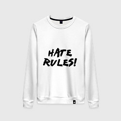 Свитшот хлопковый женский Hate rules, цвет: белый