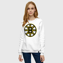 Свитшот хлопковый женский Boston Bruins, цвет: белый — фото 2