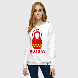 Свитшот хлопковый женский Russia dj цвета белый — фото 2