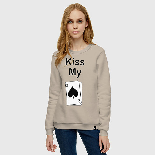 Женский свитшот Kiss my card / Миндальный – фото 3