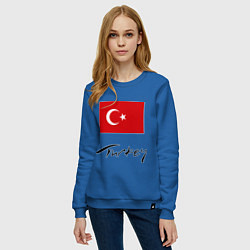 Свитшот хлопковый женский Turkey, цвет: синий — фото 2