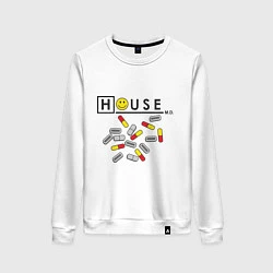 Свитшот хлопковый женский House M.D. Pills, цвет: белый
