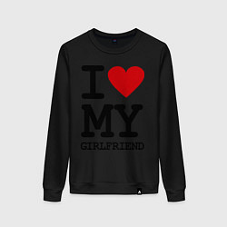 Свитшот хлопковый женский I love my girlfriend, цвет: черный