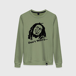 Свитшот хлопковый женский Bob Marley: Don't worry, цвет: авокадо