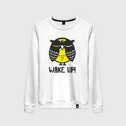 Свитшот хлопковый женский Owl: Wake up!, цвет: белый