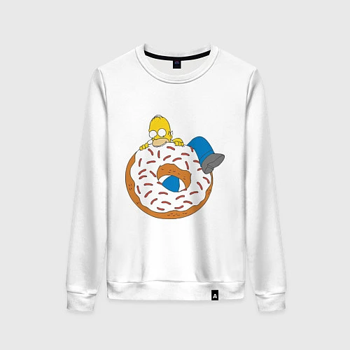 Женский свитшот Гомер на пончике / Белый – фото 1