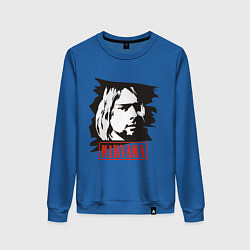 Свитшот хлопковый женский Nirvana: Kurt Cobain, цвет: синий