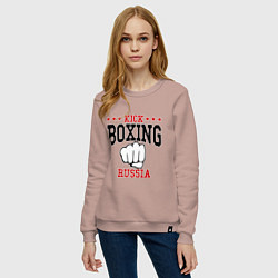 Свитшот хлопковый женский Kickboxing Russia, цвет: пыльно-розовый — фото 2