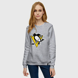 Свитшот хлопковый женский Pittsburgh Penguins, цвет: меланж — фото 2