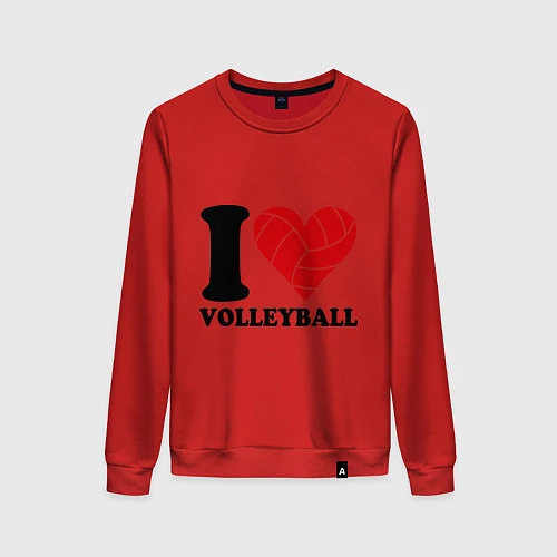 Женский свитшот I love volleyball - Я люблю волейбол / Красный – фото 1