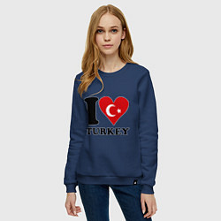 Свитшот хлопковый женский I love turkey, цвет: тёмно-синий — фото 2