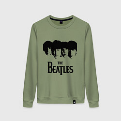 Свитшот хлопковый женский The Beatles: Faces, цвет: авокадо
