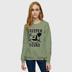 Свитшот хлопковый женский Creeper Squad, цвет: авокадо — фото 2