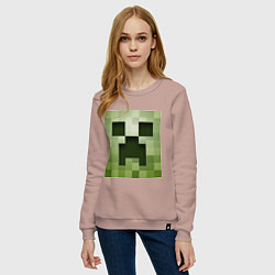 Свитшот хлопковый женский Мinecraft creeper, цвет: пыльно-розовый — фото 2