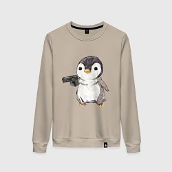 Женский свитшот Пингвин с пистолетом