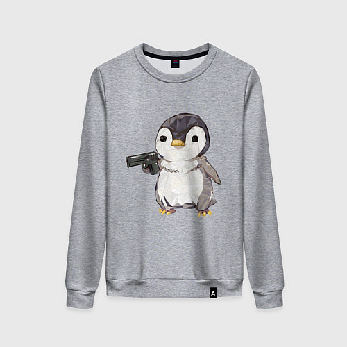 Женский свитшот Пингвин с пистолетом / Меланж – фото 1
