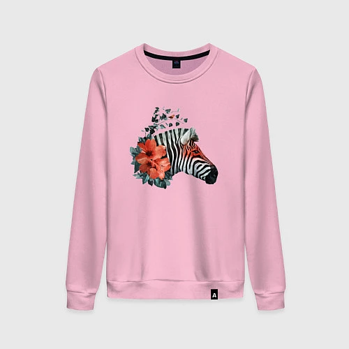 Женский свитшот Цветочная зебра / Светло-розовый – фото 1