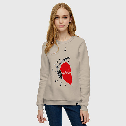 Женский свитшот Влюбленная меломанка / Миндальный – фото 3