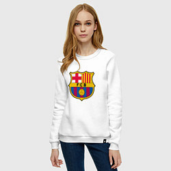 Свитшот хлопковый женский ФК Барселона, цвет: белый — фото 2