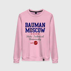 Свитшот хлопковый женский Bauman STU, цвет: светло-розовый