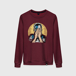 Свитшот хлопковый женский Аргентинский болельщик, цвет: меланж-бордовый