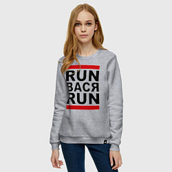 Свитшот хлопковый женский Run Вася Run, цвет: меланж — фото 2