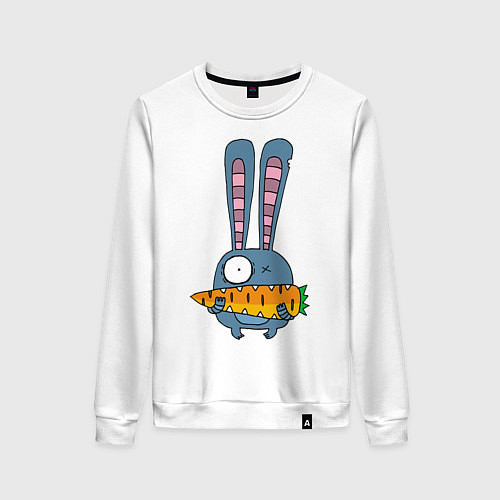Женский свитшот Заяц с морковкой / Белый – фото 1