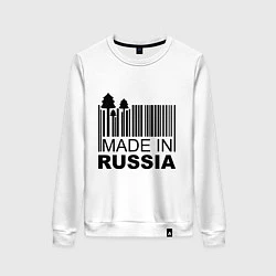 Свитшот хлопковый женский Made in Russia штрихкод, цвет: белый