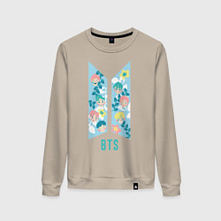 Свитшот хлопковый женский BTS Army Floral, цвет: миндальный