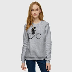 Свитшот хлопковый женский Ежик на велосипеде, цвет: меланж — фото 2