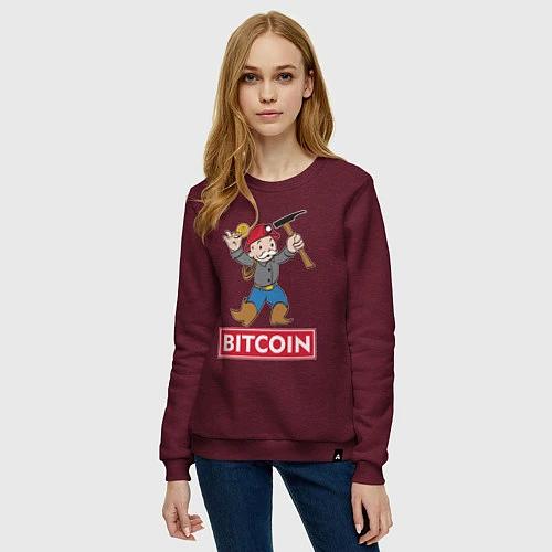 Женский свитшот Bitcoin Miner / Меланж-бордовый – фото 3