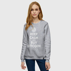 Свитшот хлопковый женский Keep Calm & Buy Bitcoin, цвет: меланж — фото 2