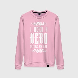 Свитшот хлопковый женский Skillet: I need a Hero, цвет: светло-розовый