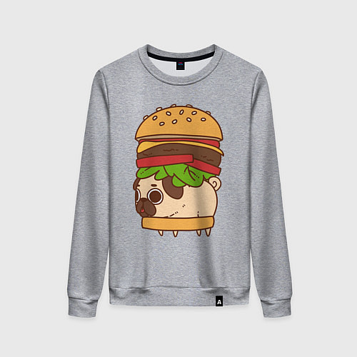 Женский свитшот Мопс-бургер / Меланж – фото 1