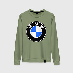 Свитшот хлопковый женский Logo BMW, цвет: авокадо