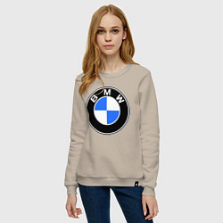 Свитшот хлопковый женский Logo BMW, цвет: миндальный — фото 2