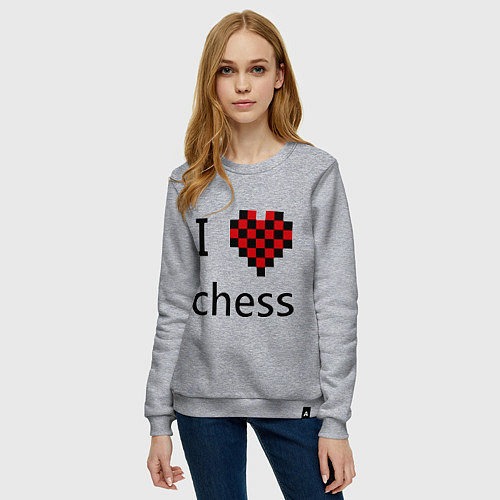 Женский свитшот I love chess / Меланж – фото 3
