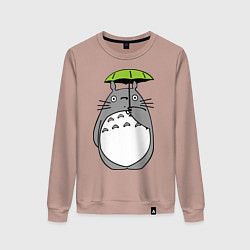 Свитшот хлопковый женский Totoro с зонтом, цвет: пыльно-розовый