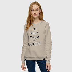 Свитшот хлопковый женский Keep Calm & WAAAGH, цвет: миндальный — фото 2