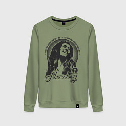 Свитшот хлопковый женский Bob Marley: Island, цвет: авокадо