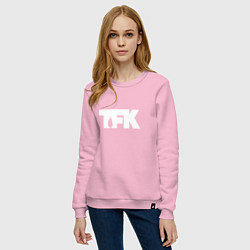 Свитшот хлопковый женский TFK: White Logo, цвет: светло-розовый — фото 2