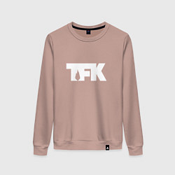 Свитшот хлопковый женский TFK: White Logo, цвет: пыльно-розовый