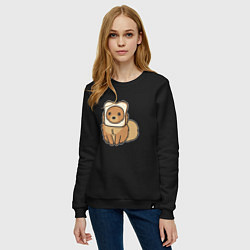 Свитшот хлопковый женский Шпиц нахлебник, цвет: черный — фото 2