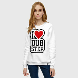 Свитшот хлопковый женский I love DubStep, цвет: белый — фото 2