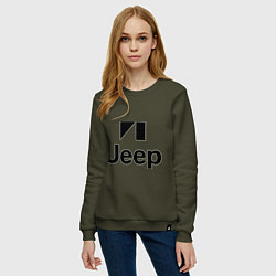 Свитшот хлопковый женский Jeep logo, цвет: хаки — фото 2
