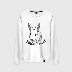 Свитшот хлопковый женский Rabbit: follow me цвета белый — фото 1