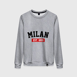 Свитшот хлопковый женский FC Milan Est. 1899, цвет: меланж